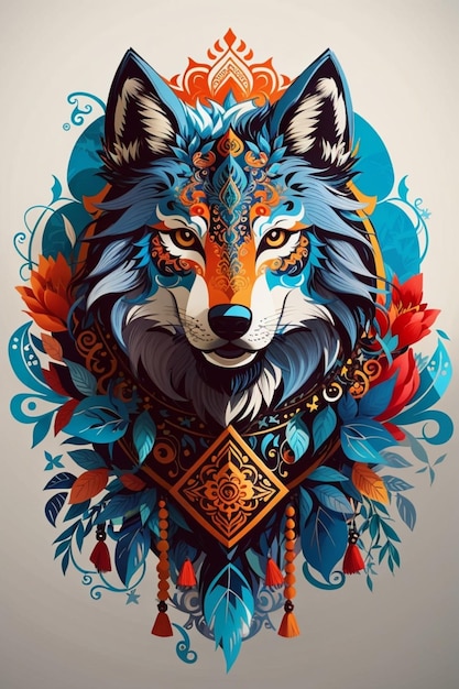 wolf logo illustration element balinese