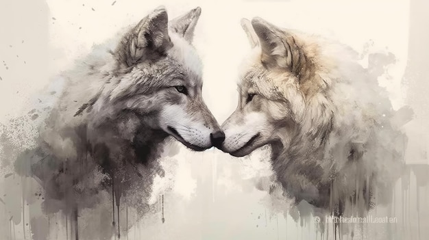 Wolf love couple Generative ai