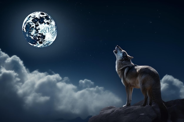 Wolf maan nacht concept