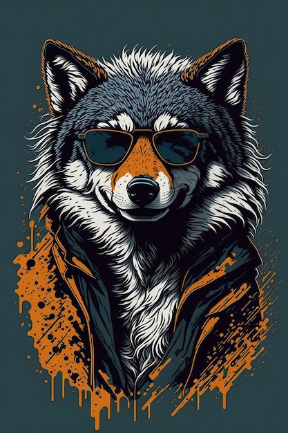 Wolf met zonnebril
