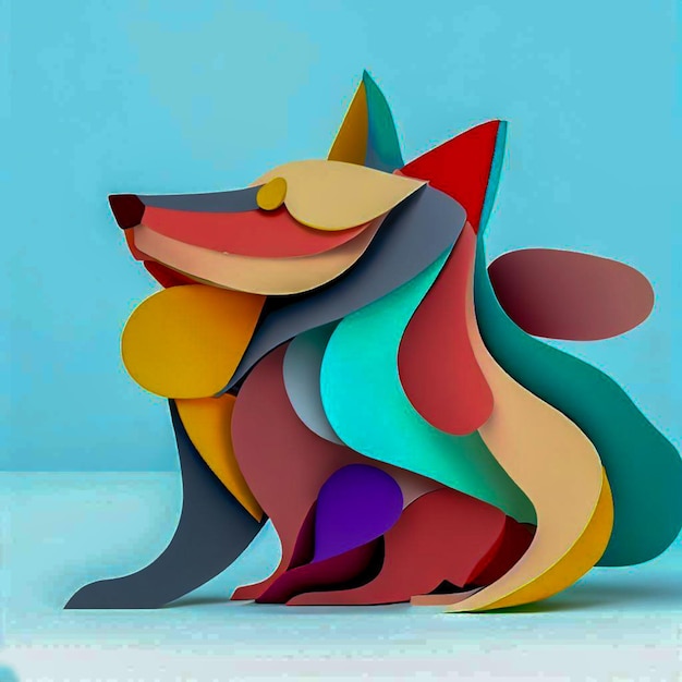 Photo a wolf minimalistic colorful organic forms energy assembled layered depth alive vibrant 3d a