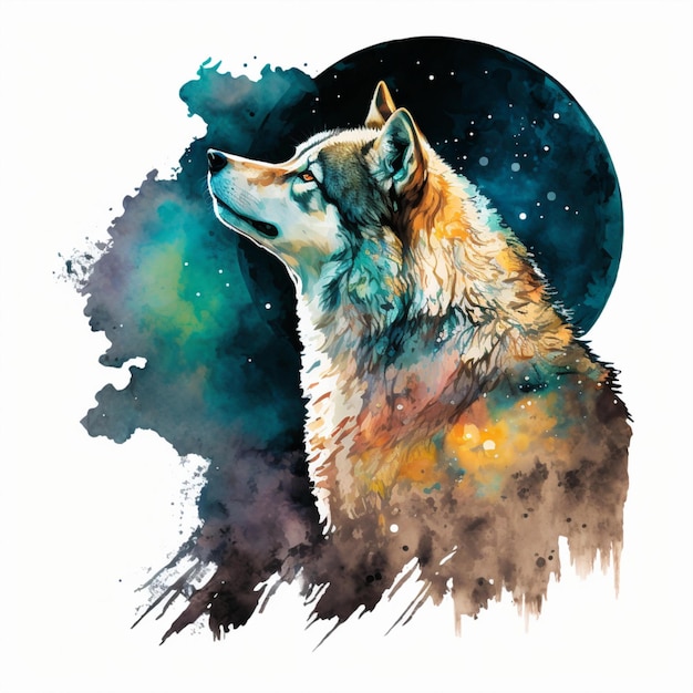 Wolf Moon Watercolor Abstract