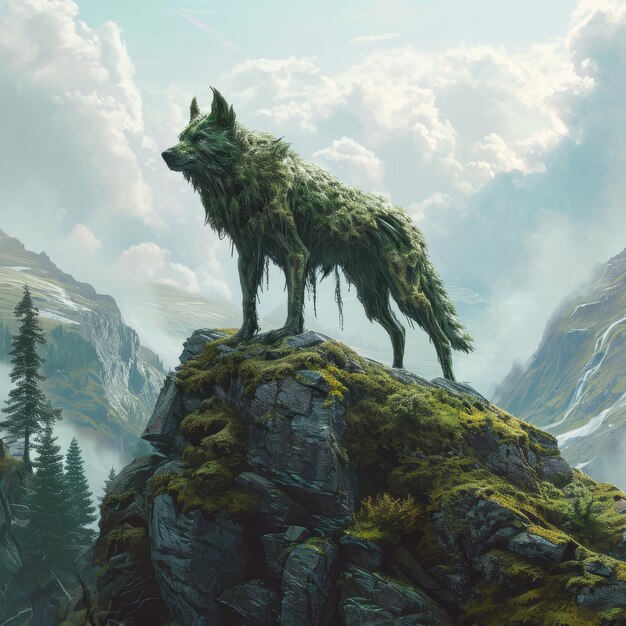 a wolf on a mountain