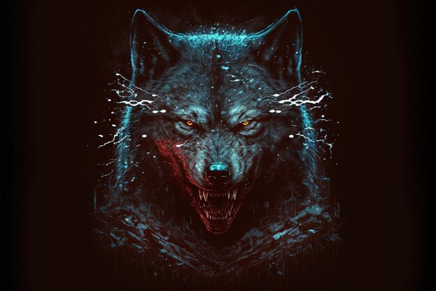 Photo wolf in the night color art