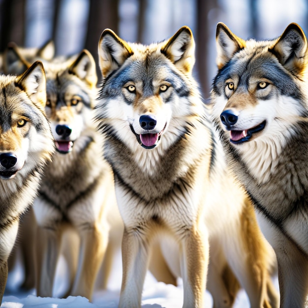 wolf pack image with cool background wolf