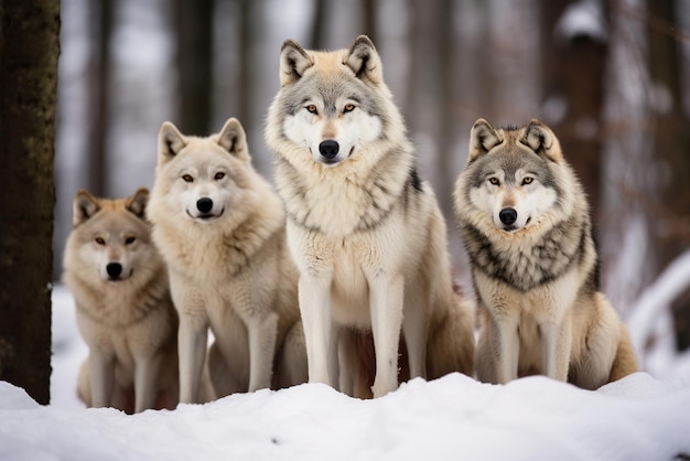 Wolf pack in natural environment