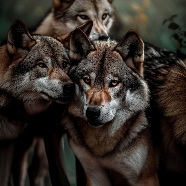 Wolf pack in natural environment