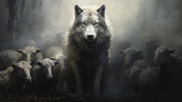 Wolf between sheeps