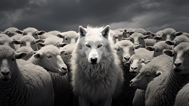 Wolf between sheeps