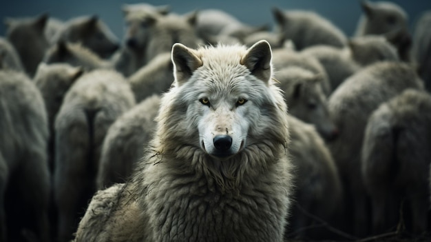 Wolf between sheeps