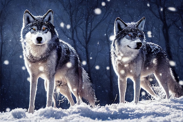 wolf in snow AI generative