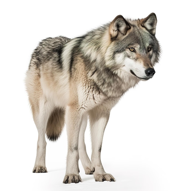 Photo a wolf standing in front of a white background.