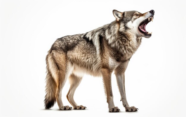 Wolf Standing on Top of Rock With Mouth Open