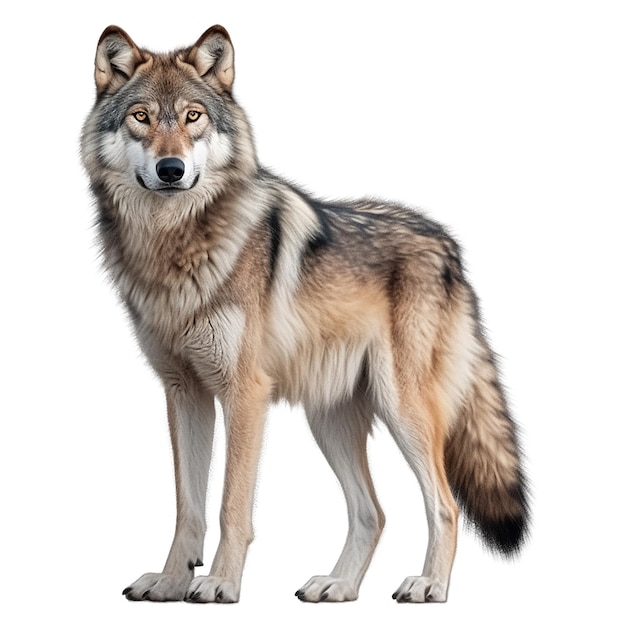 wolf standing white background