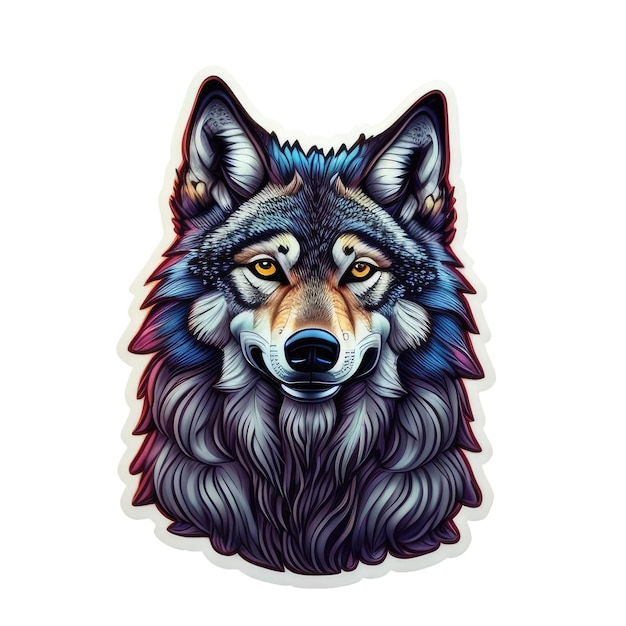 Wolf sticker isolate Generative AI