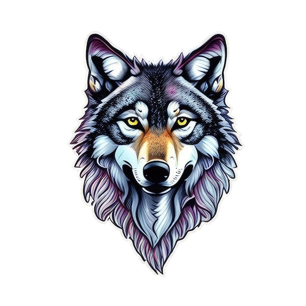 Wolf sticker isoleert generatieve AI