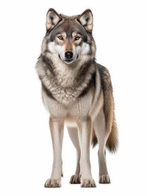Foto studio wolf shot isolato su sfondo bianco chiaro ai generativa