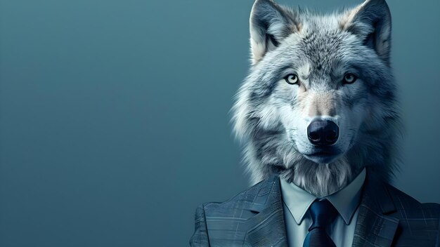 Photo wolf in suit the pinnacle of animal elegance concept animal style wolf fashion wildlife elegance