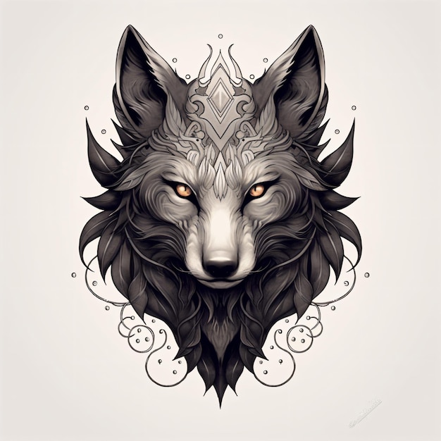 a wolf tattoo with a geometric design