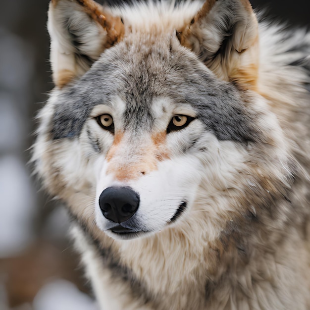 a wolf that has a brown face and has a brown nose