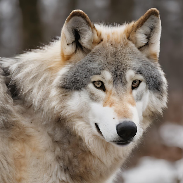 a wolf that has a brown spot on its face