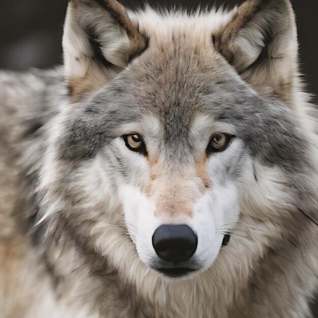 a wolf that has a tag on its ear