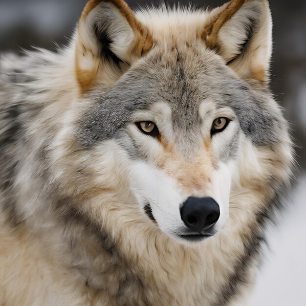 Photo a wolf that has a white face and brown eyes