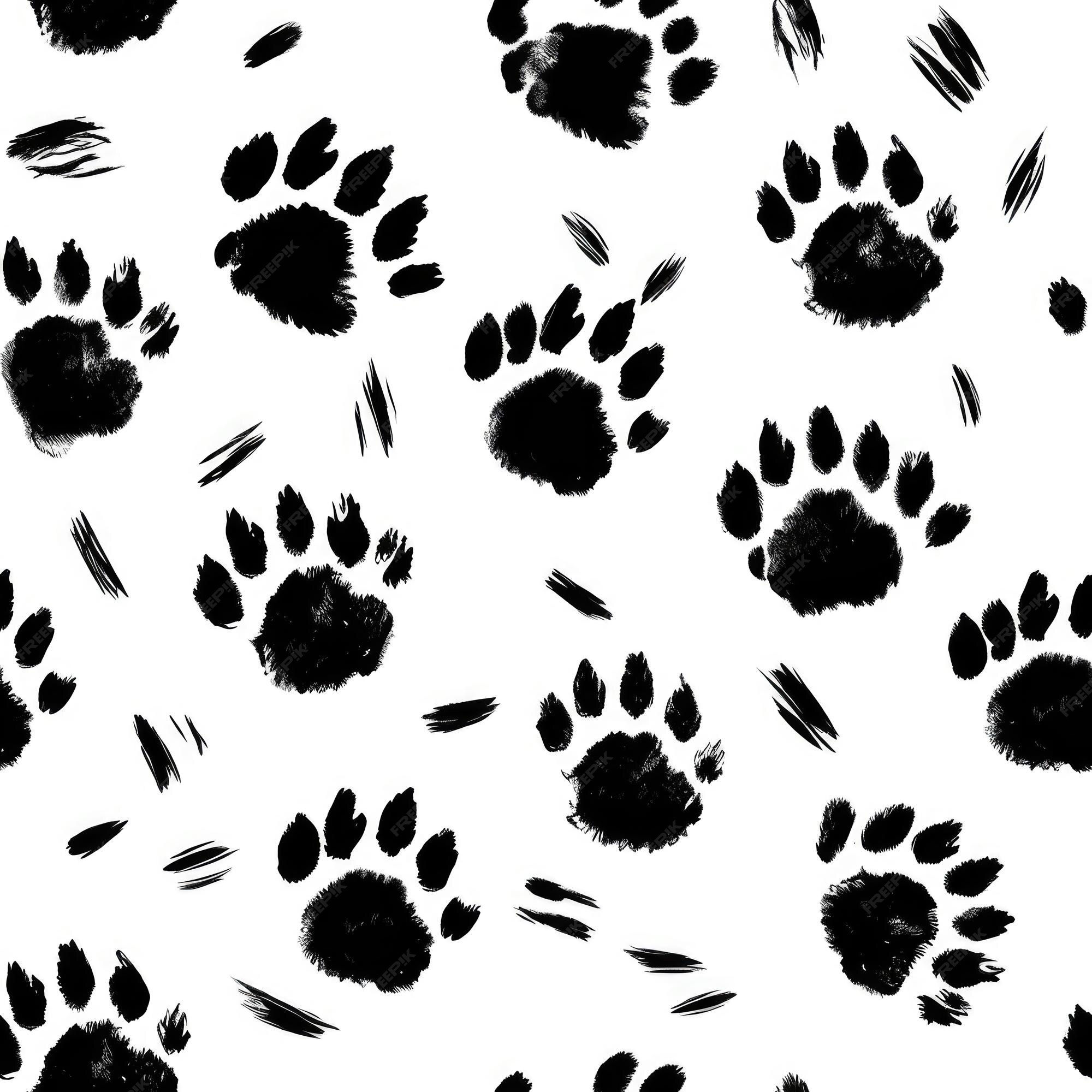 Premium AI Image | Wolf Tracks On White Background Seamless Background