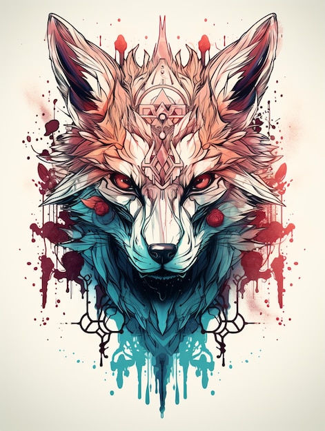 wolf tribal tattoo design t shirt design