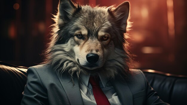 Волк в деловом костюме.