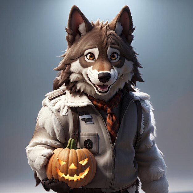 Wolf wearing halloween dress