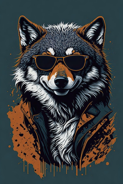 Wolf wearing sunglasses