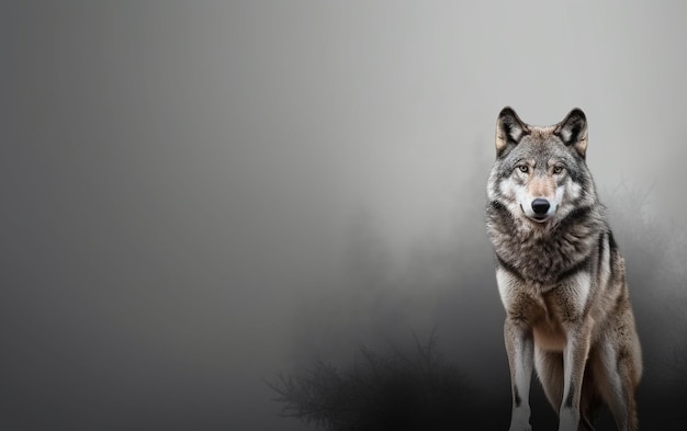 Foto un lupo con uno sfondo nero e uno sfondo bianco