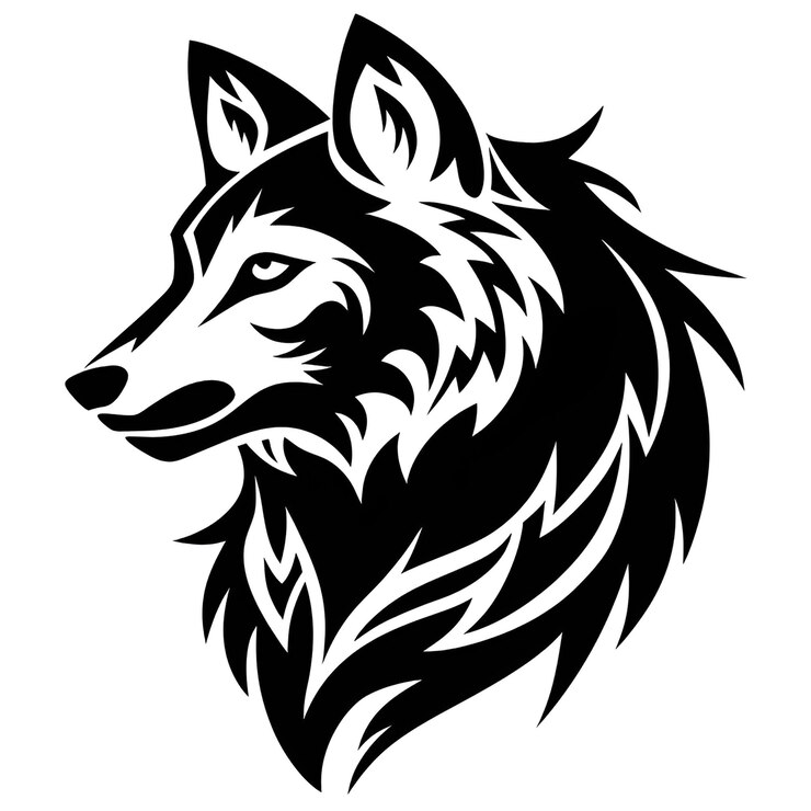 Photo a wolf with a black and white design on its face