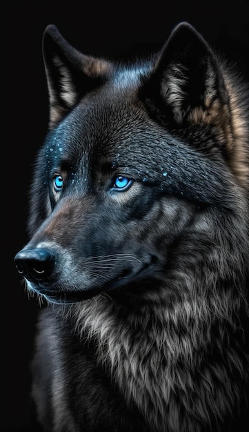 A wolf with blue eyes