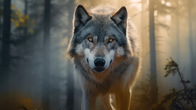 a wolf with a light background