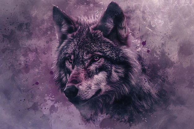 a wolf with a purple background that says wolf on it