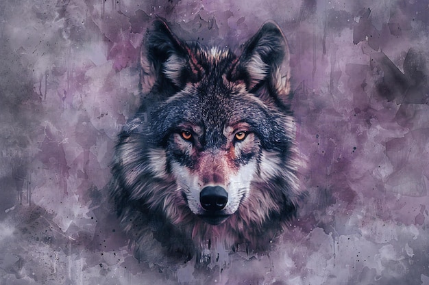 a wolf with a purple background and the word wolf on it