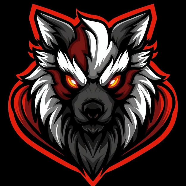 a wolf with a red eyes and a red background