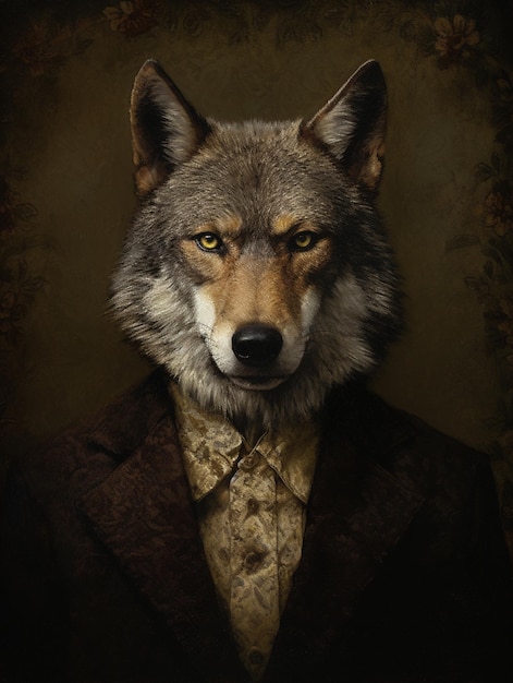 Premium AI Image | A wolf with a suit and tie