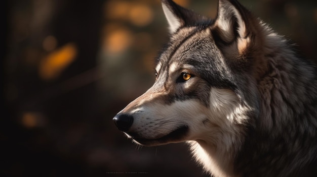 A wolf with a yellow eye