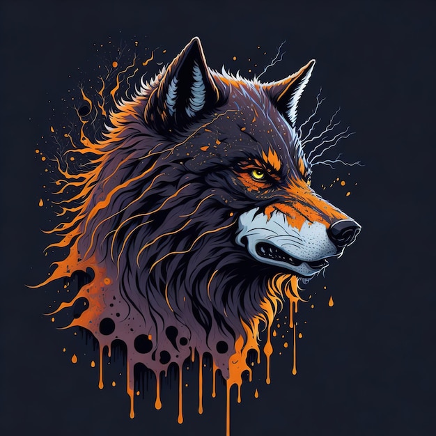 Wolf in the woods flat ai illustration