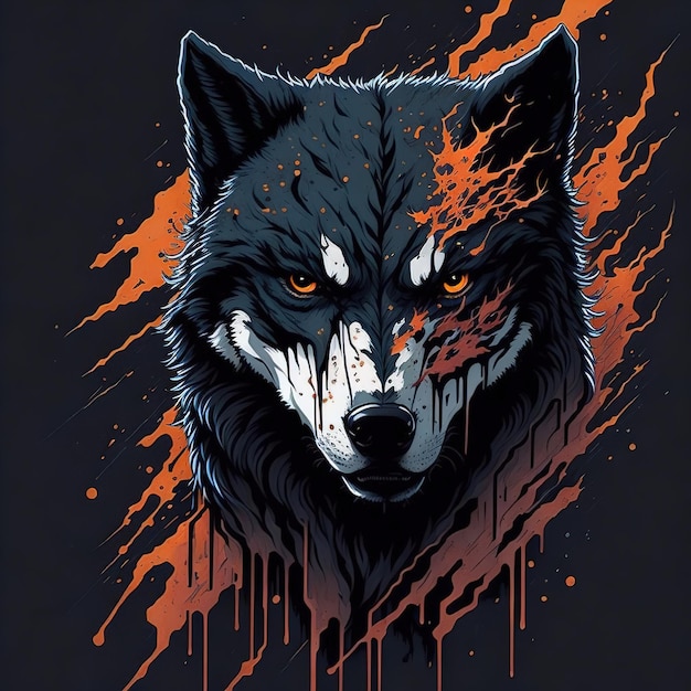 Wolf in the woods flat ai illustration