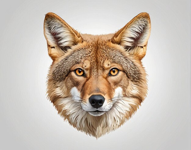 a wolfs face with a white background