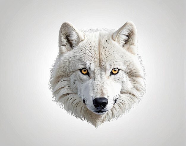 a wolfs head with yellow eyes