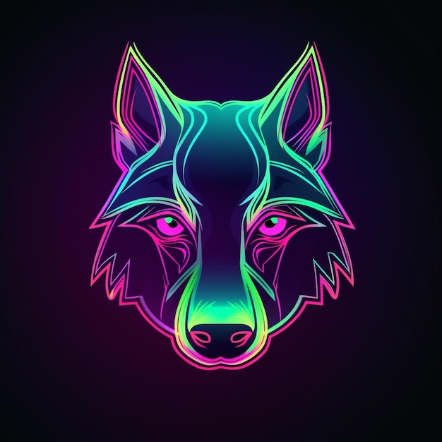 wolfskop-logo in neonstijl