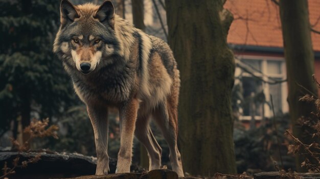 Wolfsrudel in einem Dorf in Deutschland 生成 AI