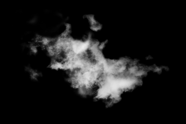 Wolk geïsoleerd op zwarte achtergrondTextureerde rookAbstract zwart