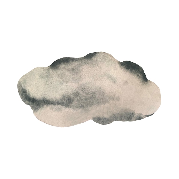 Wolk grijze regenachtige eenvoudige platte schets. Een aquarel illustratie. Handgetekende textuur en geïsoleerd.