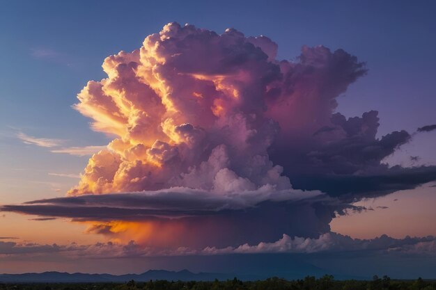 Foto wolk in paarse lucht bij zonsondergang